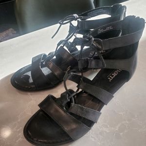Born black leather gladiator sandals
